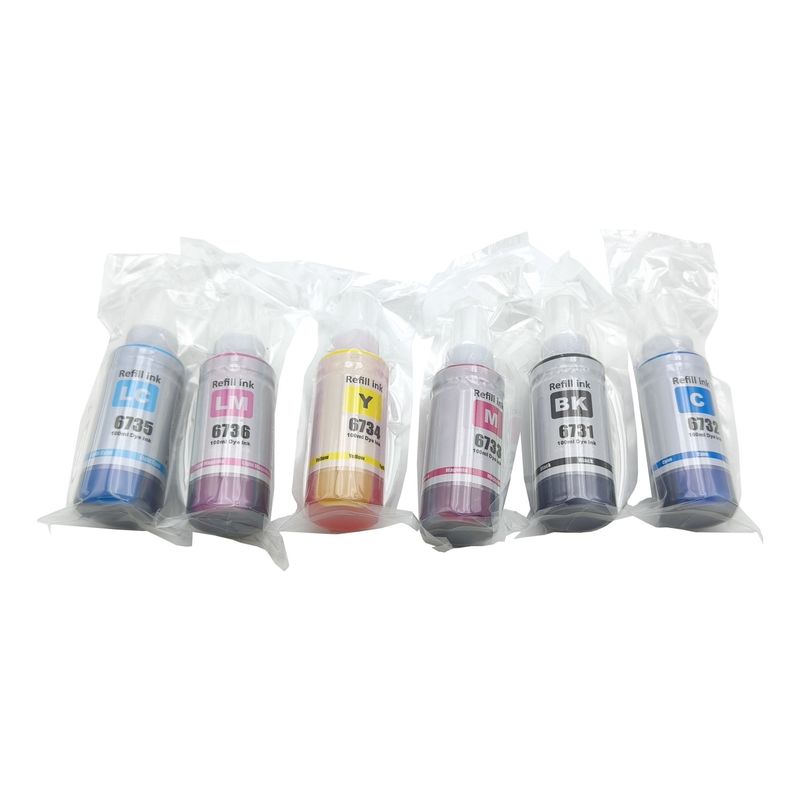 Ink Bottle For Epson L805  L800  L1800 L810  L850 Printer T673 Ink Code 70gm X CMYBkLCLM Ink Color Set